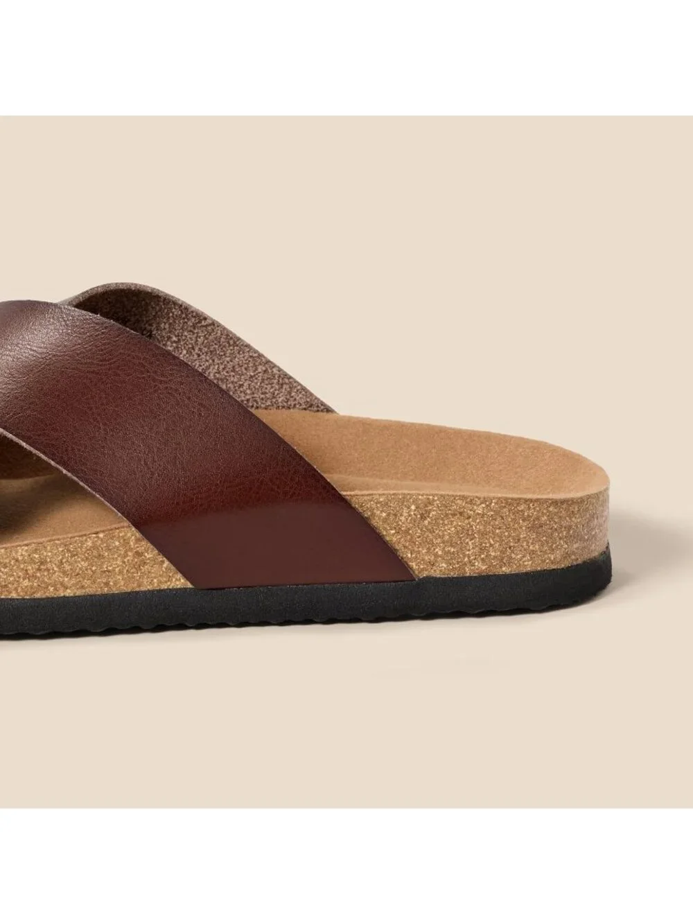 Men's Dark Brown Faux Leather Imported Crossover Sandals Casual